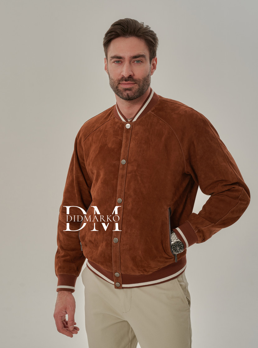 Мужская куртка на резинке из натуральной замши