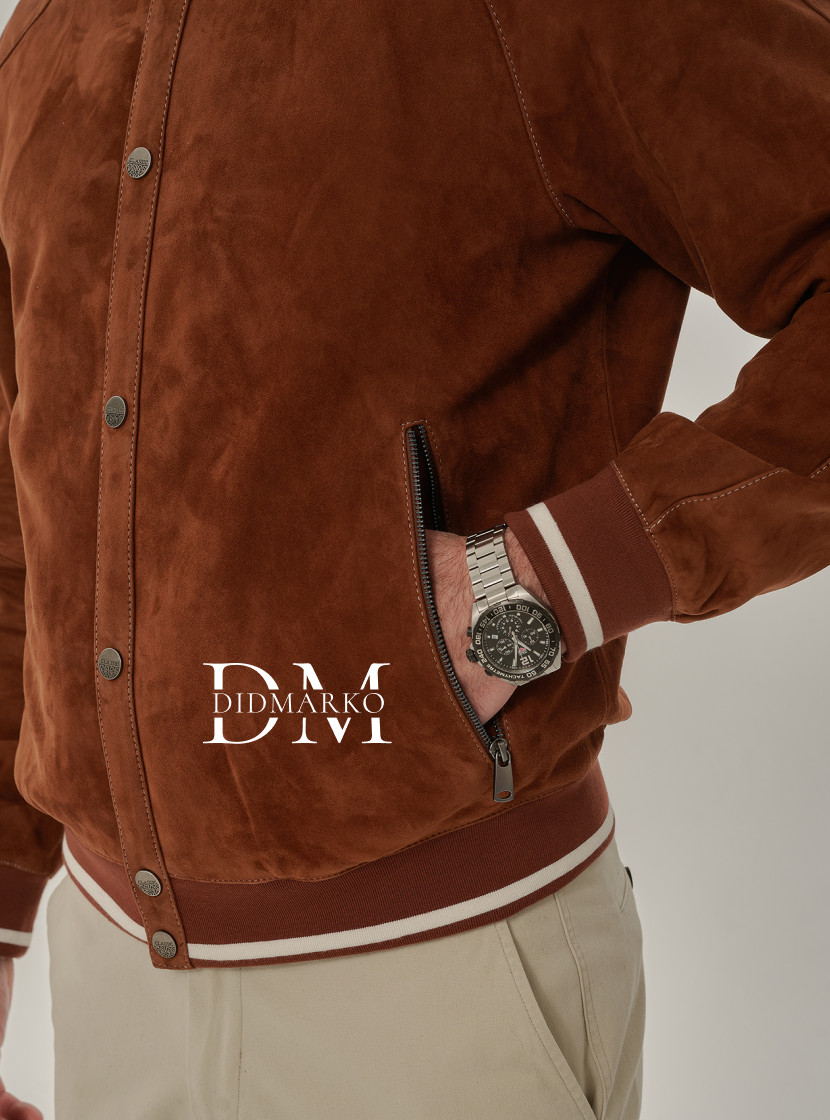 Мужская куртка на резинке из натуральной замши