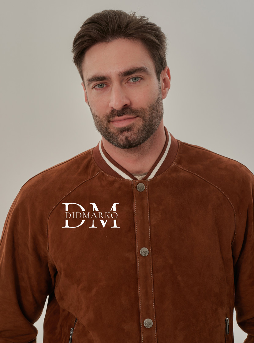 Мужская куртка на резинке из натуральной замши