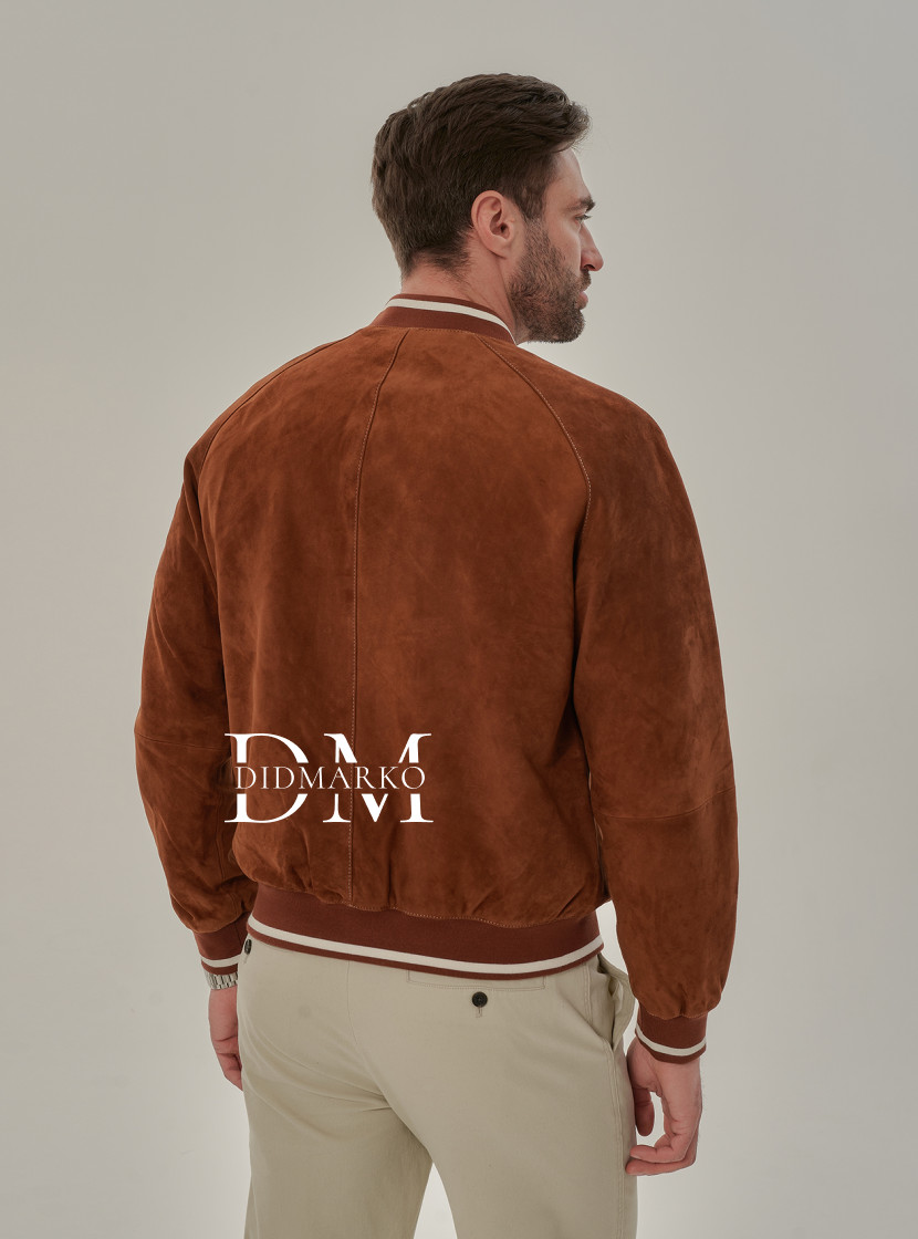 Мужская куртка на резинке из натуральной замши