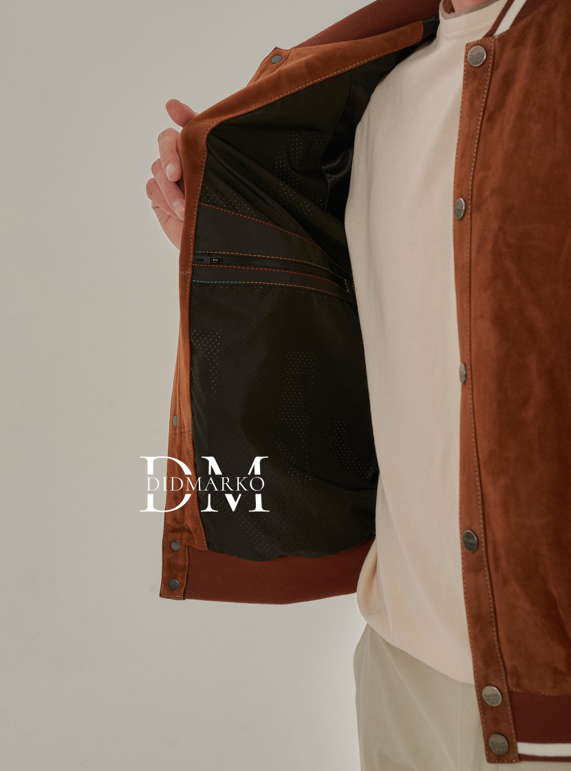 Мужская куртка на резинке из натуральной замши