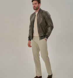 Куртка из кожи в стиле кроко для мужчин
