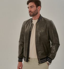 Куртка из кожи в стиле кроко для мужчин