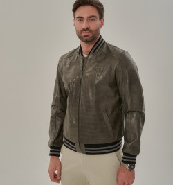 Куртка из кожи в стиле кроко для мужчин