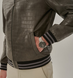 Куртка из кожи в стиле кроко для мужчин