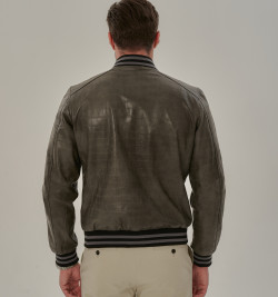 Куртка из кожи в стиле кроко для мужчин