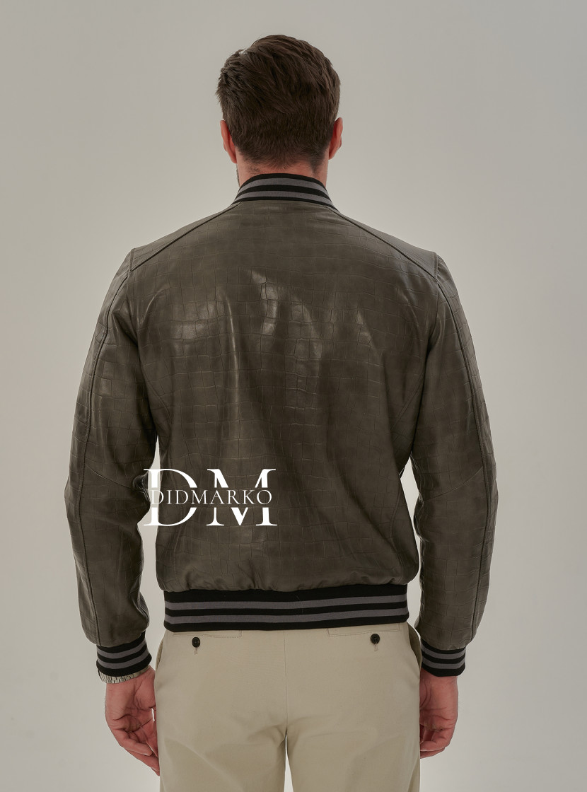 Куртка из кожи в стиле кроко для мужчин