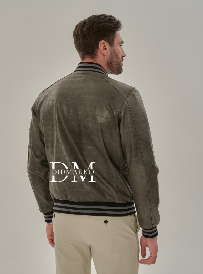 Куртка из кожи в стиле кроко для мужчин
