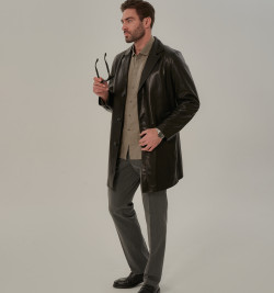 Мужской тренч из кожи