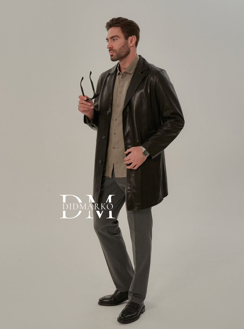 Мужской тренч из кожи
