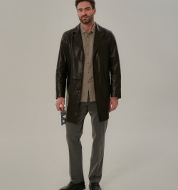 Мужской тренч из кожи