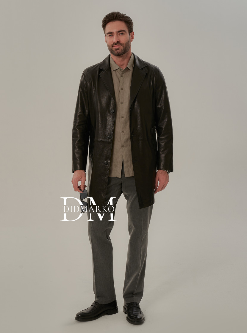 Мужской тренч из кожи