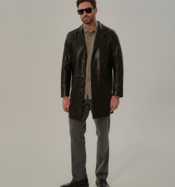 Мужской тренч из кожи