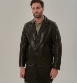 Мужской тренч из кожи