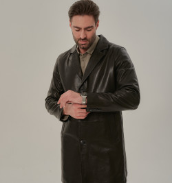 Мужской тренч из кожи