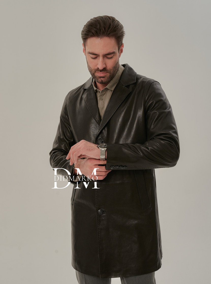 Мужской тренч из кожи