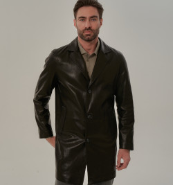 Мужской тренч из кожи