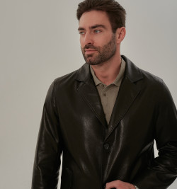 Мужской тренч из кожи