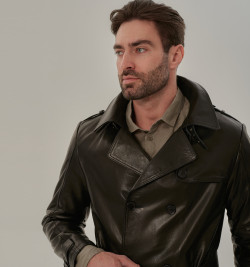 Стильный мужской кожаный френч