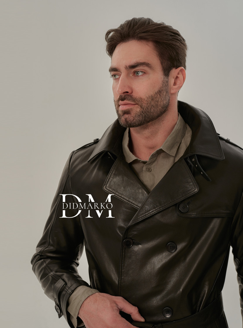 Стильный мужской кожаный френч