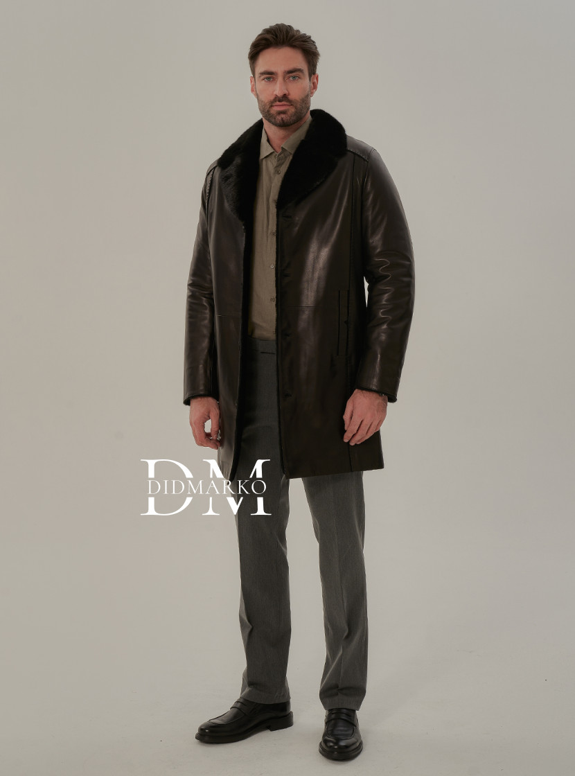 Элегантная классическая мужская дубленка