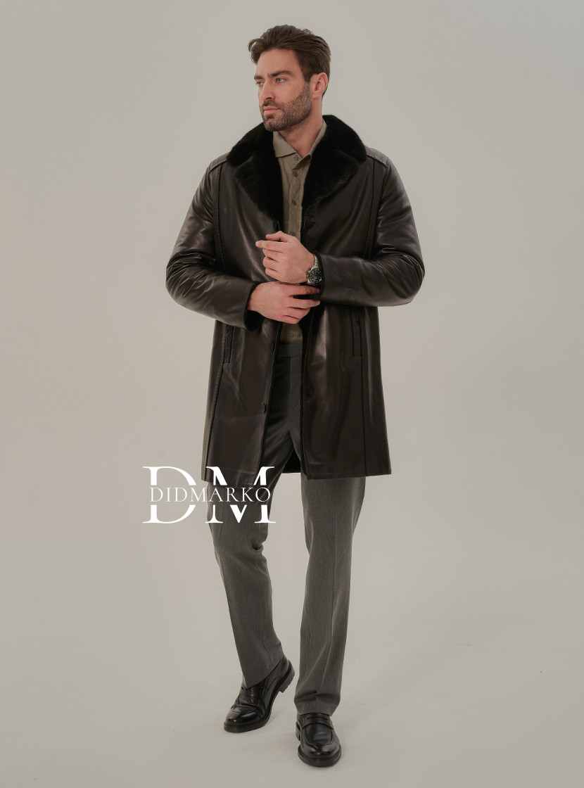 Элегантная классическая мужская дубленка