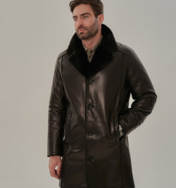 Элегантная классическая мужская дубленка