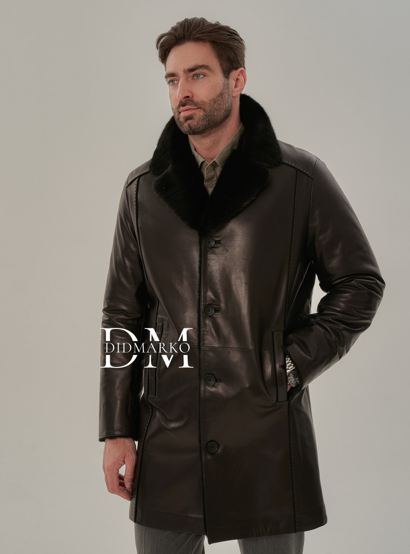 Элегантная классическая мужская дубленка