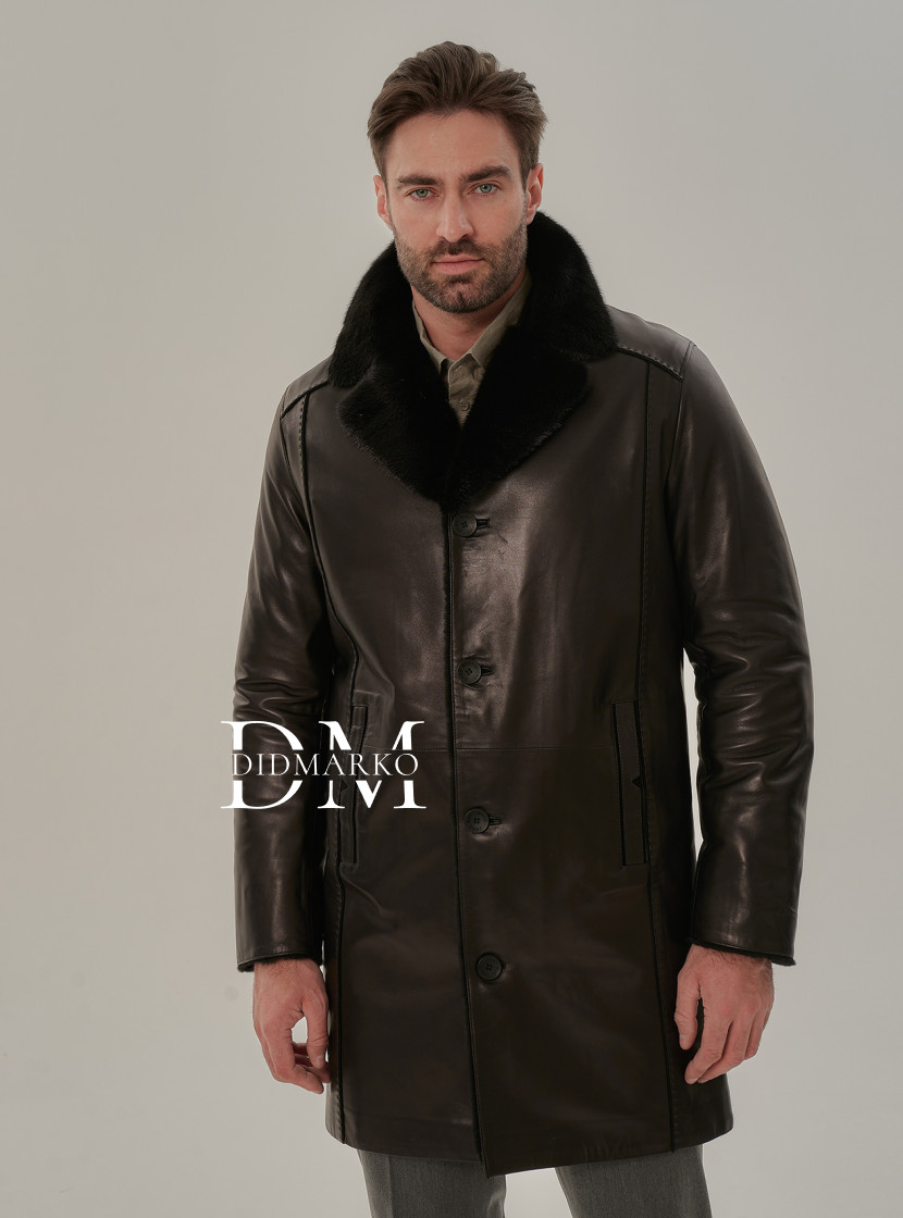 Элегантная классическая мужская дубленка