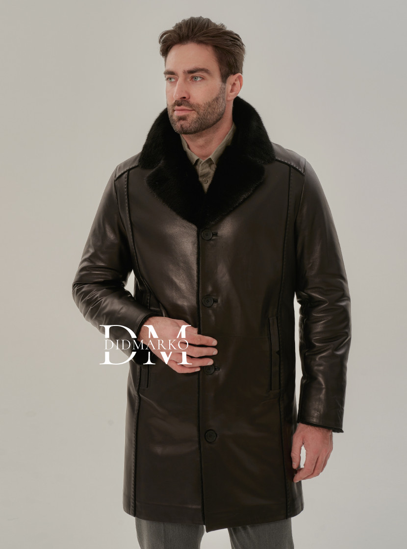 Элегантная классическая мужская дубленка