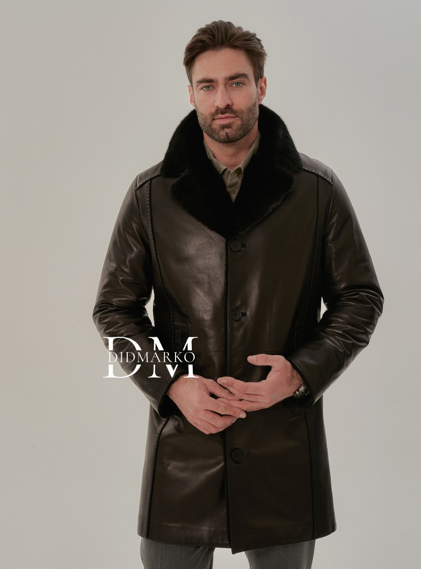 Элегантная классическая мужская дубленка