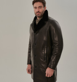 Элегантная классическая мужская дубленка