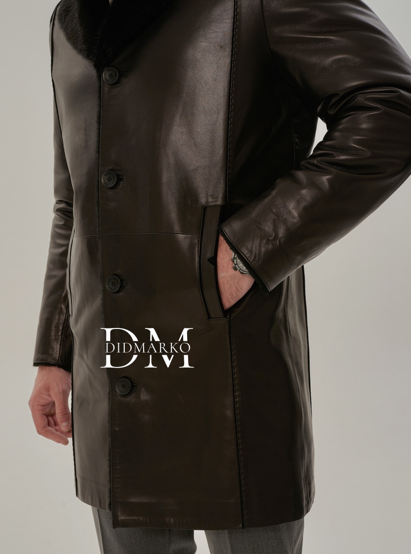 Элегантная классическая мужская дубленка