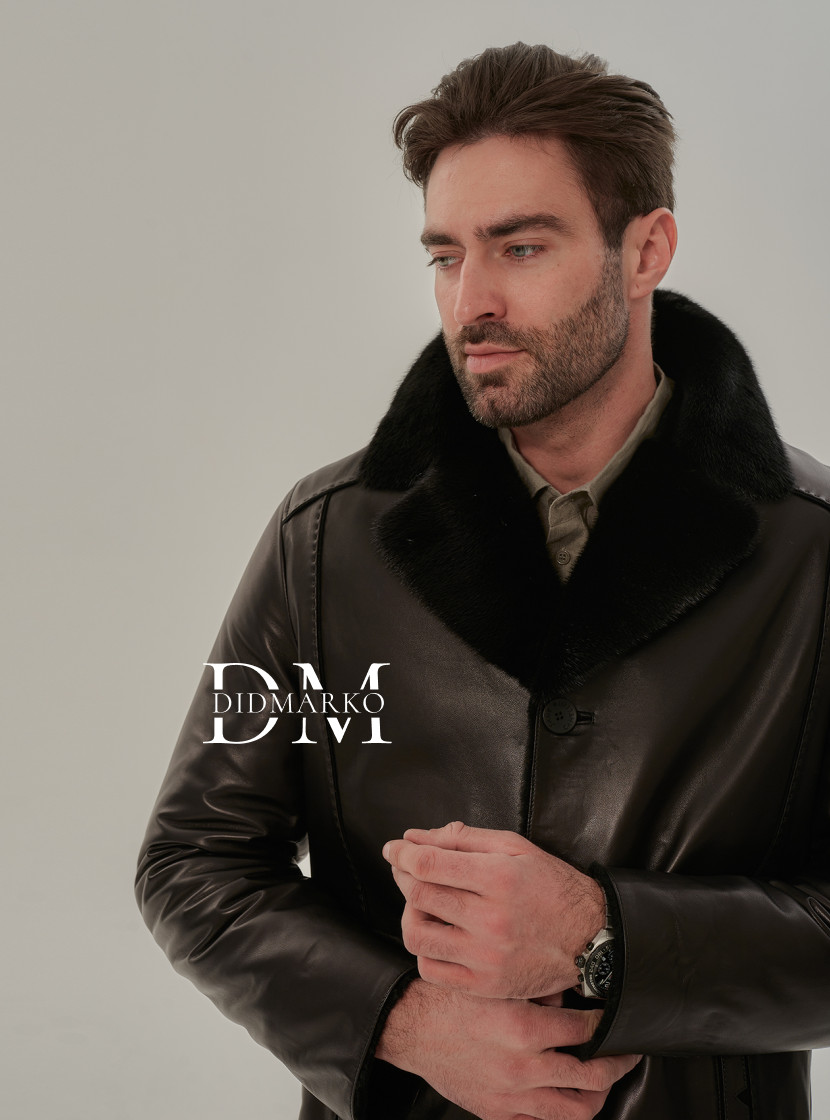 Элегантная классическая мужская дубленка