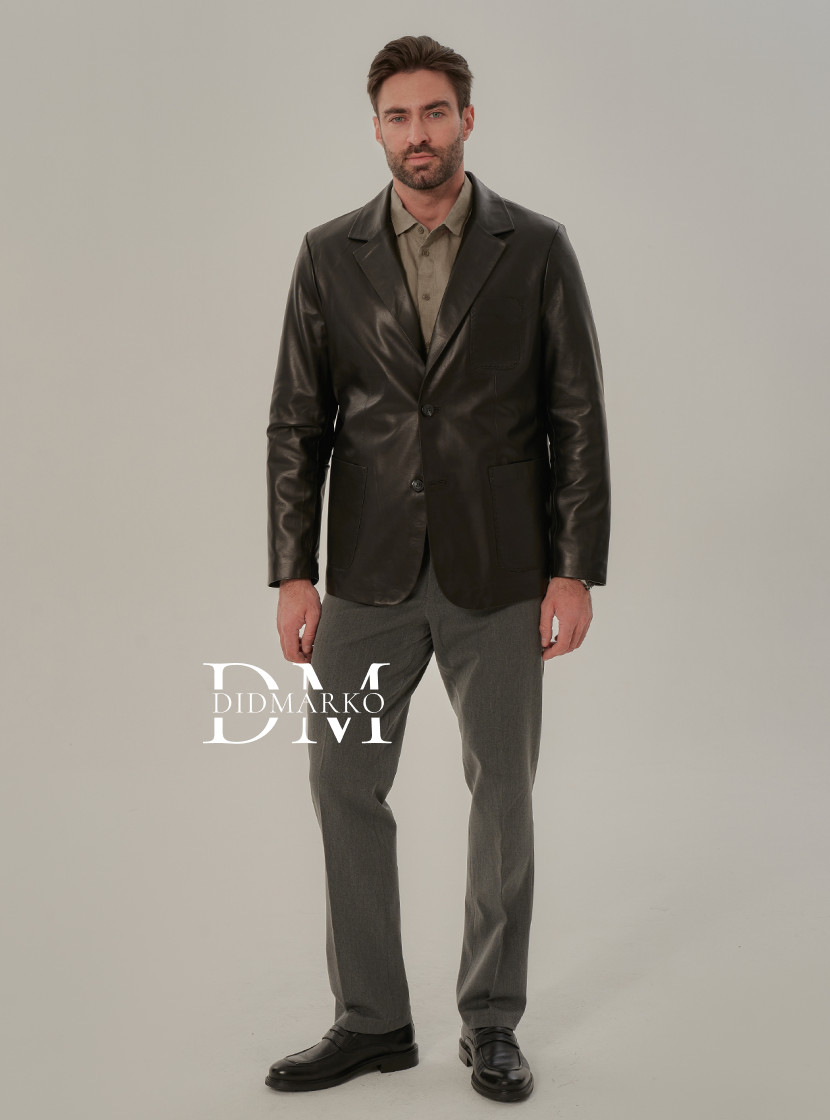 Классический пиджак из кожи мужской