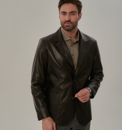 Классический пиджак из кожи мужской