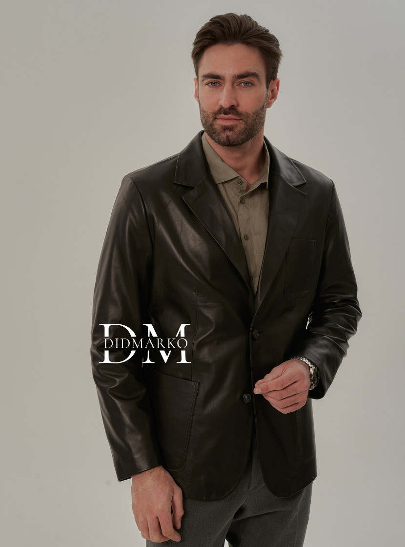 Классический пиджак из кожи мужской