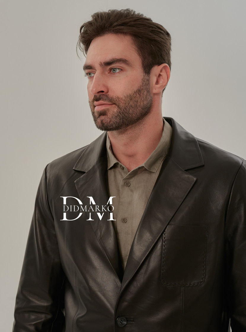 Классический пиджак из кожи мужской