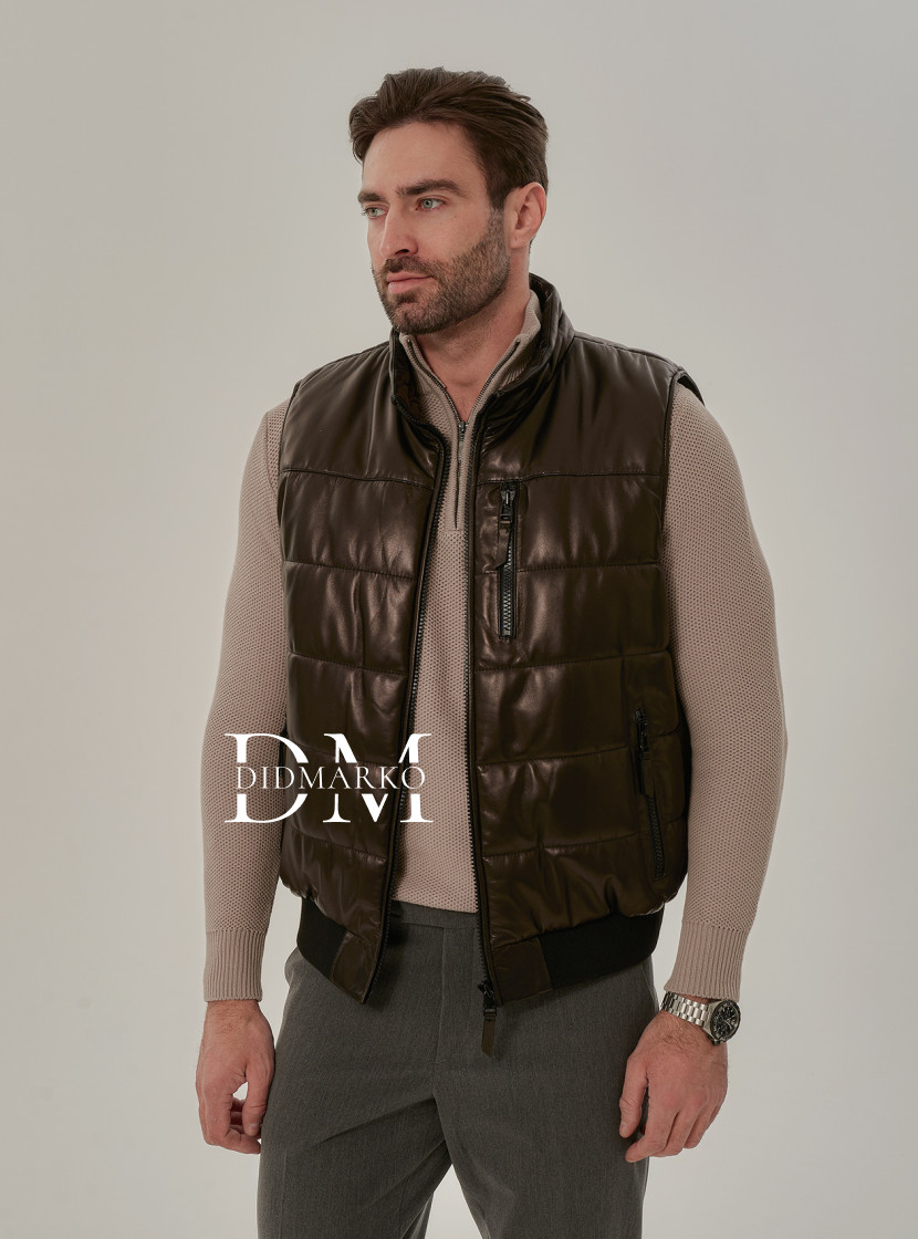 Мужская жилетка из натуральной кожи
