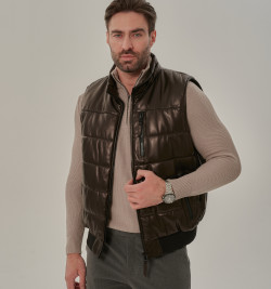 Мужская жилетка из натуральной кожи