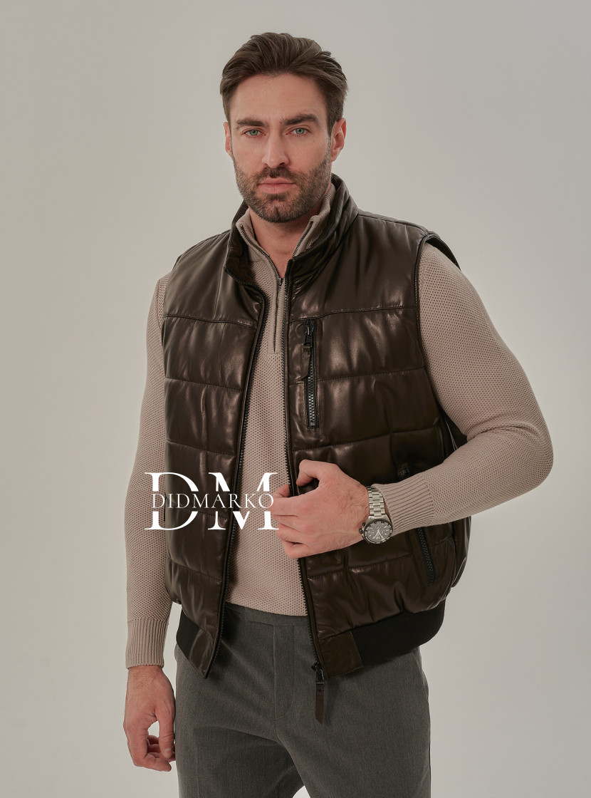 Мужская жилетка из натуральной кожи