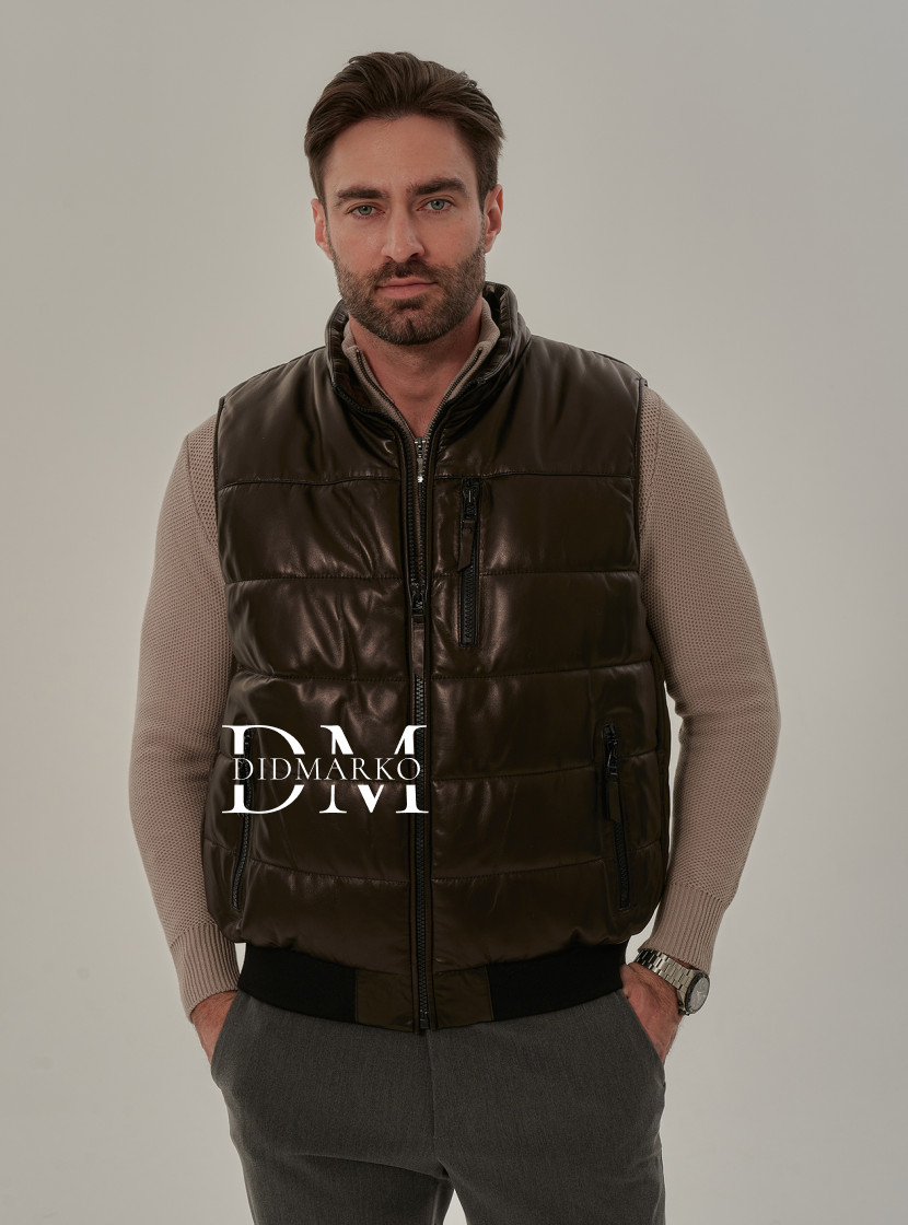 Мужская жилетка из натуральной кожи