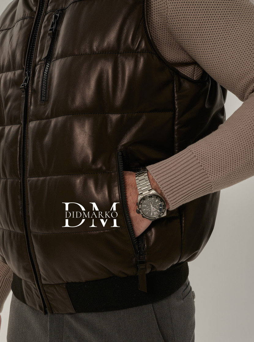 Мужская жилетка из натуральной кожи