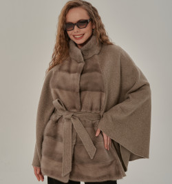 Кашемировое пончо с мехом норки