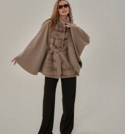 Кашемировое пончо с мехом норки