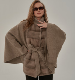 Кашемировое пончо с мехом норки