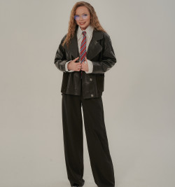 Комбинированный пиджак из премиальной кожи