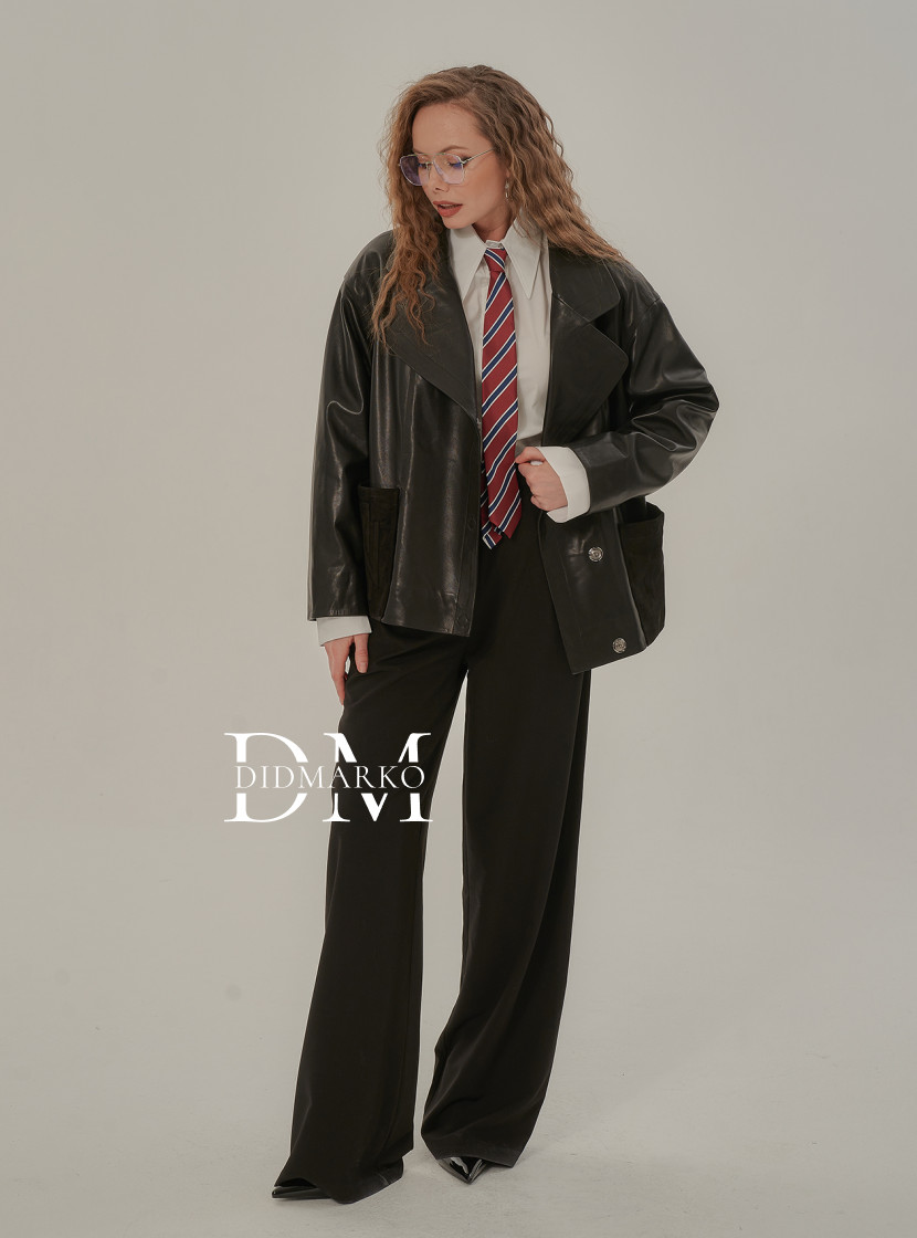 Комбинированный пиджак из премиальной кожи