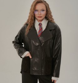 Комбинированный пиджак из премиальной кожи