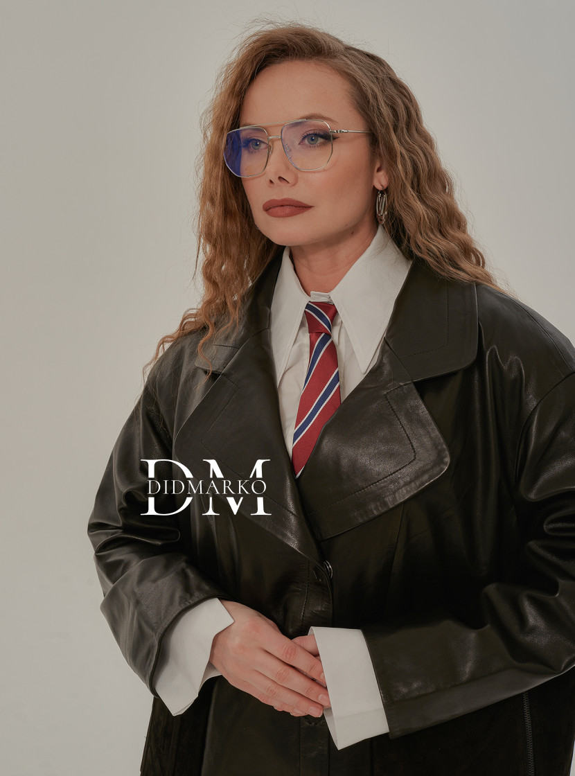 Комбинированный пиджак из премиальной кожи